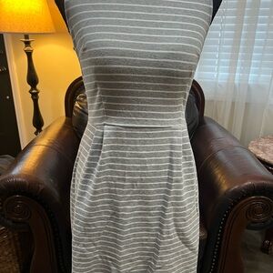 Gray and White Strapless Dress
